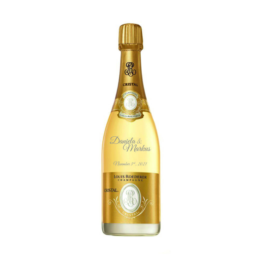 Cristal Champagner-Flasche mit Gravur bis 25 Zeichen