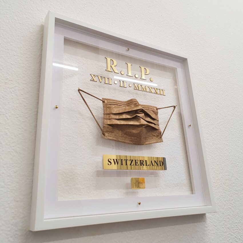 «Rest in Peace» Kunstbild 3D gold Unikat mit Rahmen